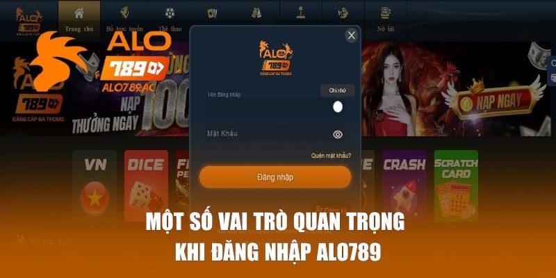 Một số vai trò quan trọng khi đăng nhập ALO789